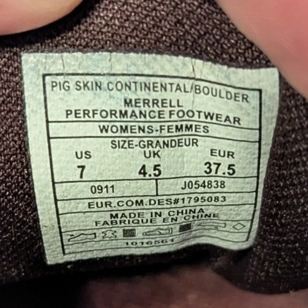 Merrell Women's 7 Hiking Shoes Pig Skin Continental Boulder Brown Low Top